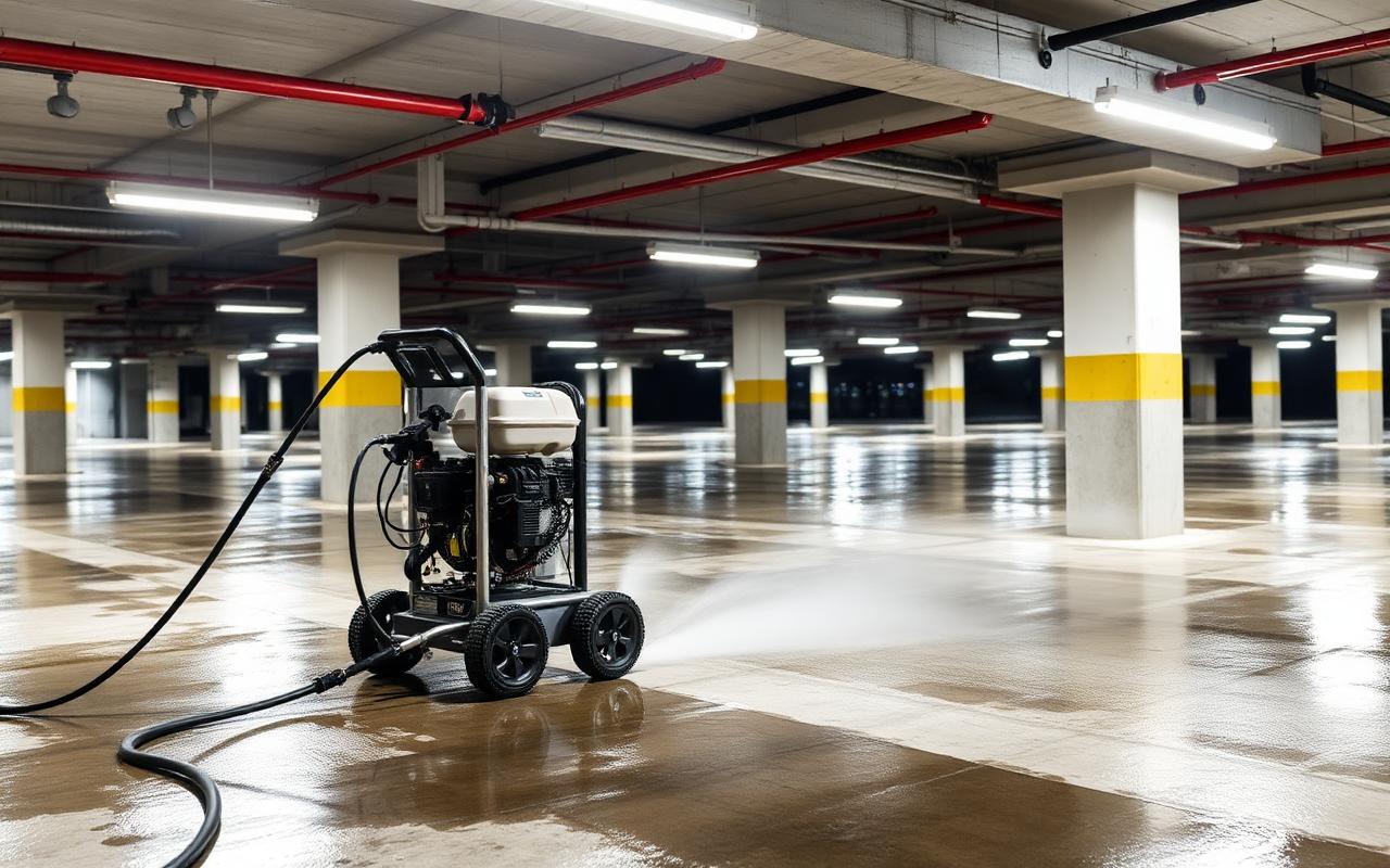 Professionelle Tiefgaragenreinigung mit Spezialmaschinen