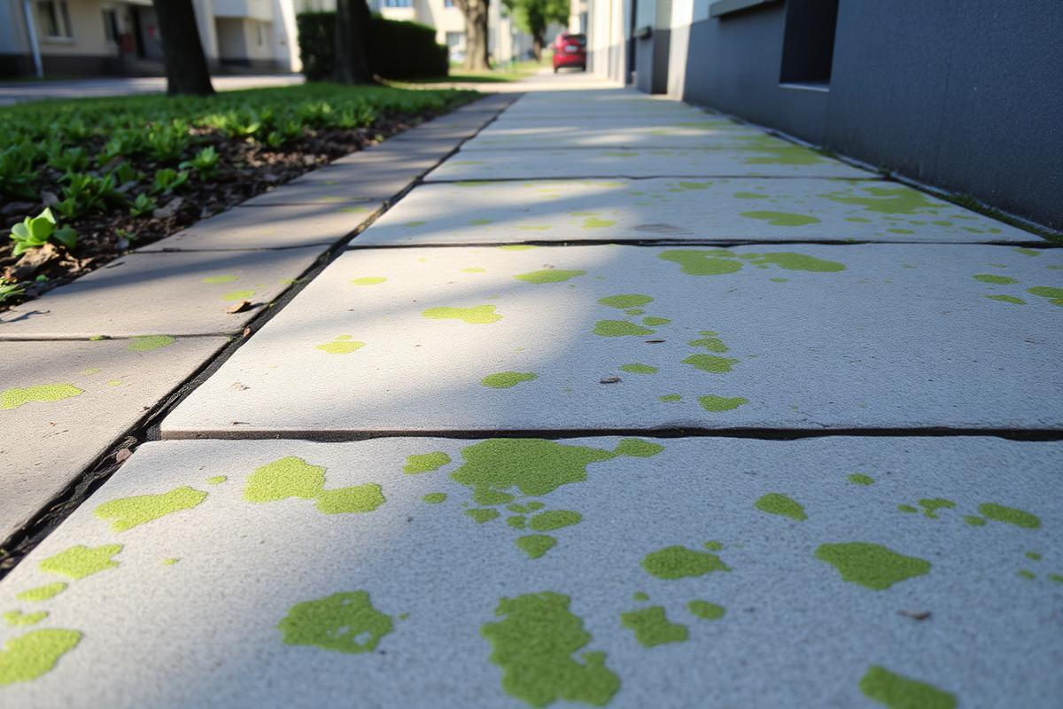 Algen und Grünbelag auf Gehwegen entfernen