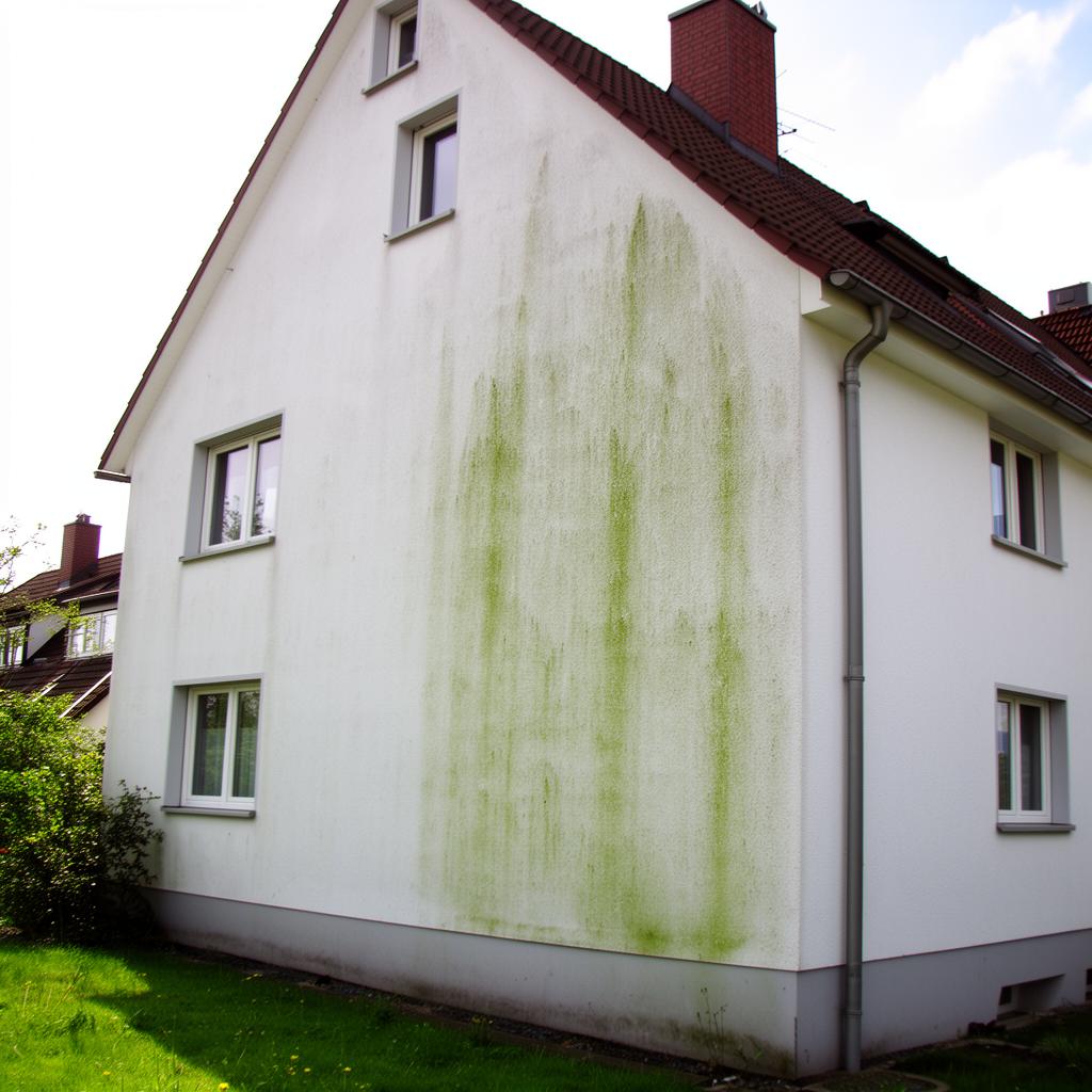 Algen an der Hauswand entfernen