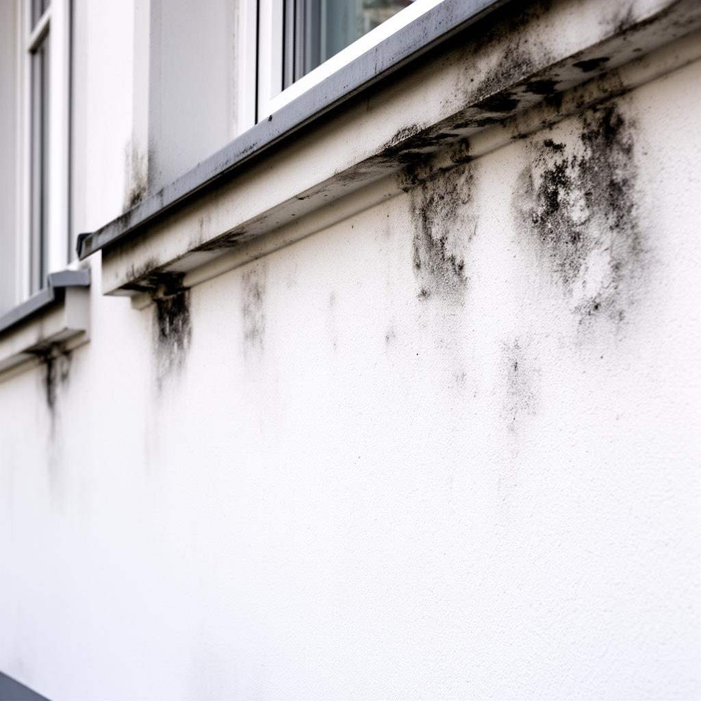 Schwarze Flecken an Fassaden reinigen