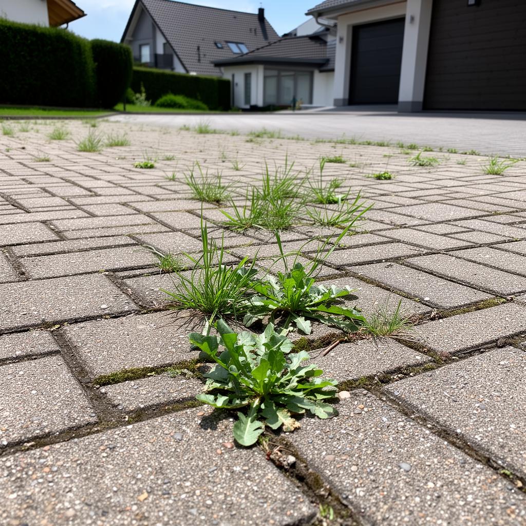 Unkraut zwischen Pflastersteinen entfernen