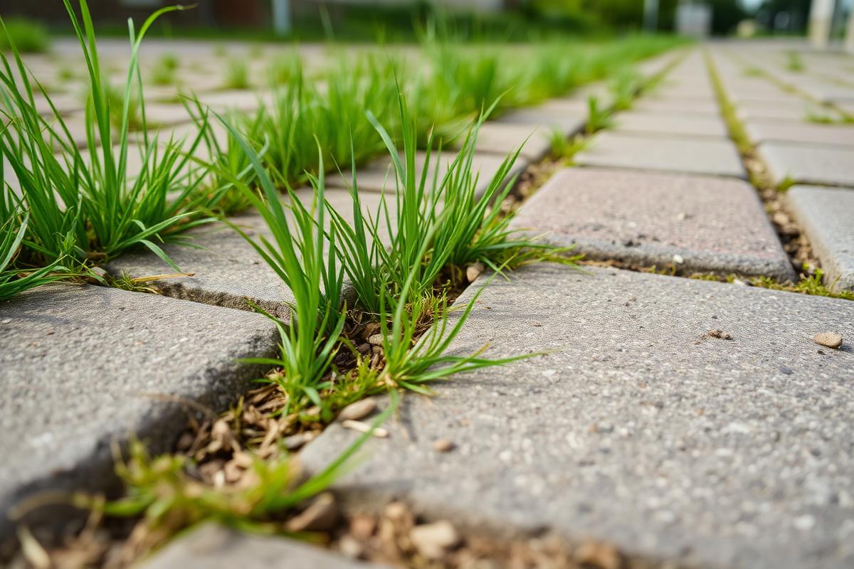 Unkraut zwischen Pflastersteinen entfernen