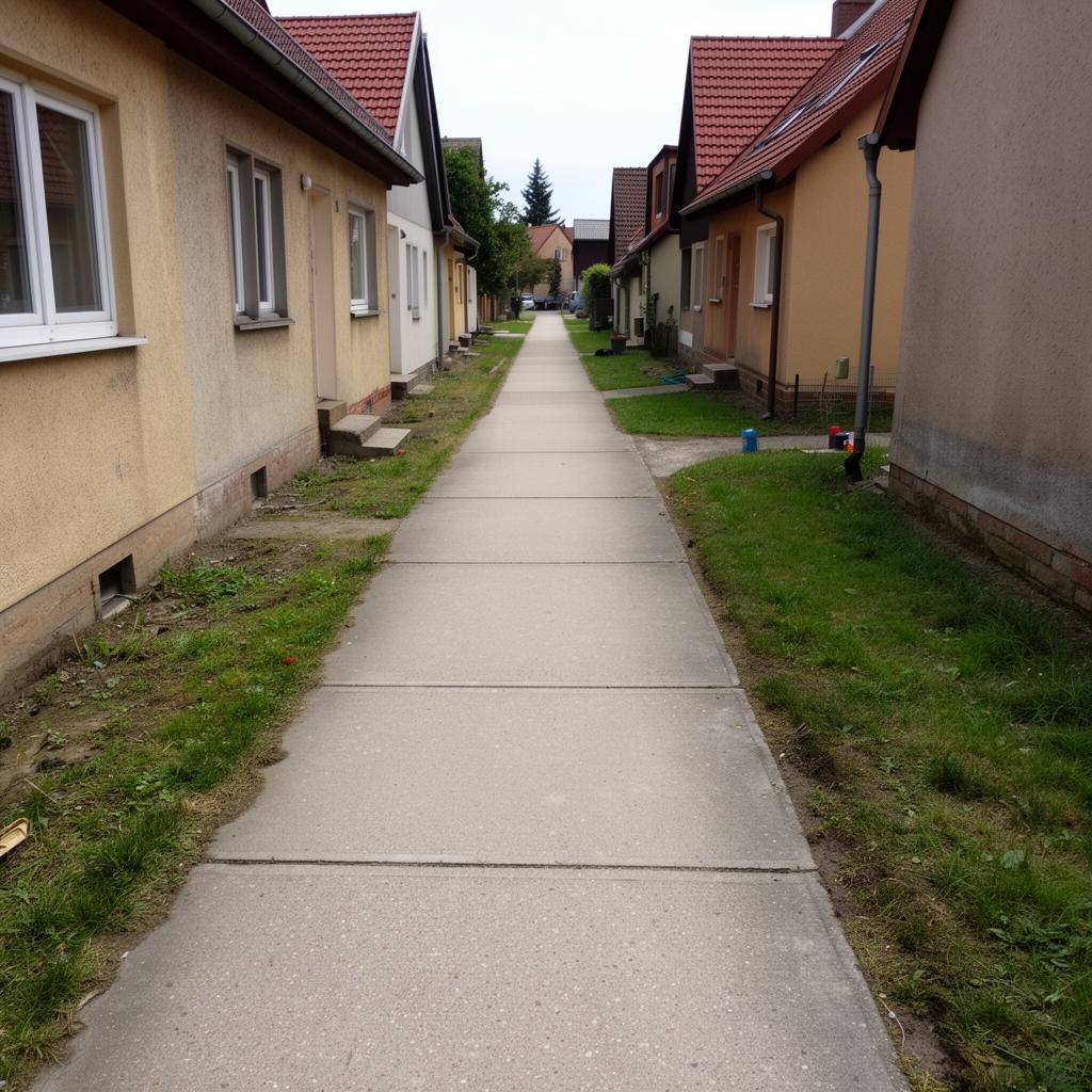 Gepflegter Gehweg in einer Reihenhaussiedlung in Limbach-Oberfrohna