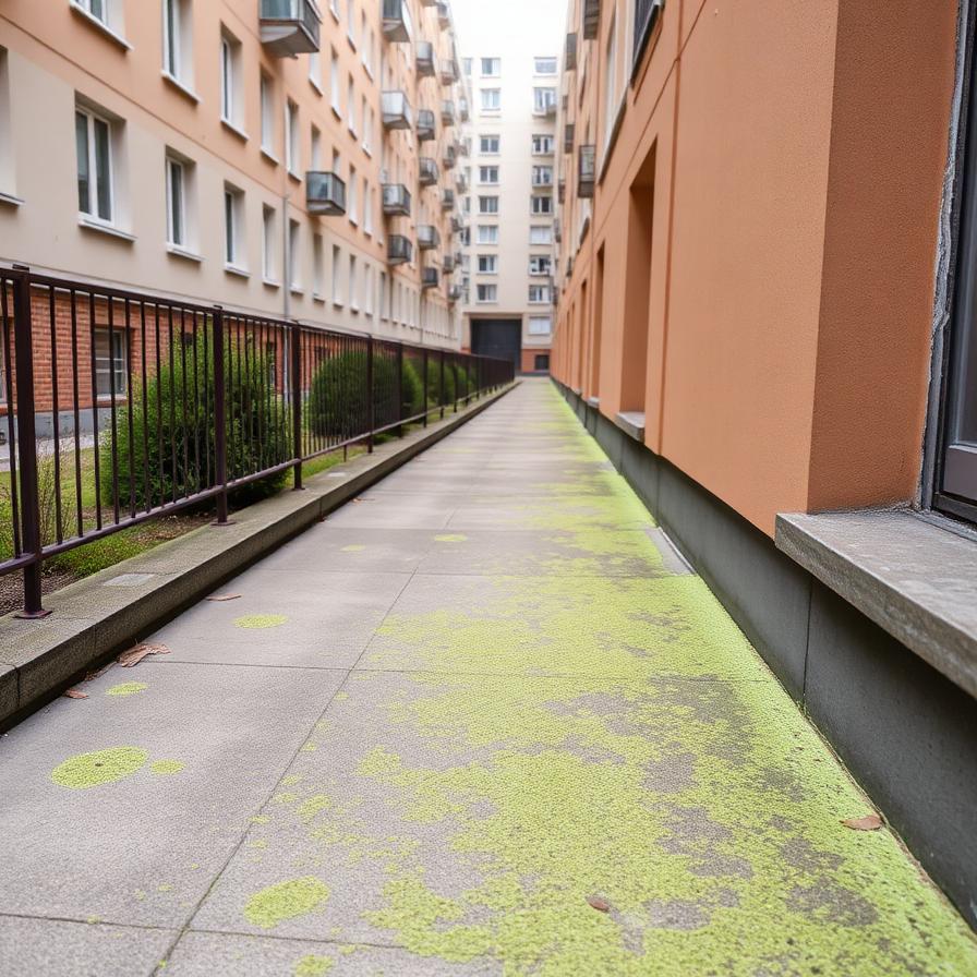Gepflegter Gehweg in einer Zwickauer Wohnanlage