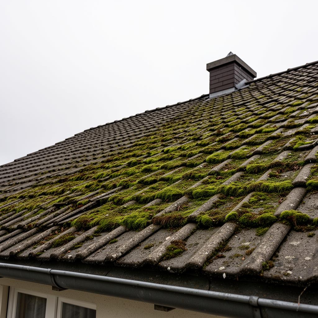 Dachflächenreinigung – Vorher und Nachher