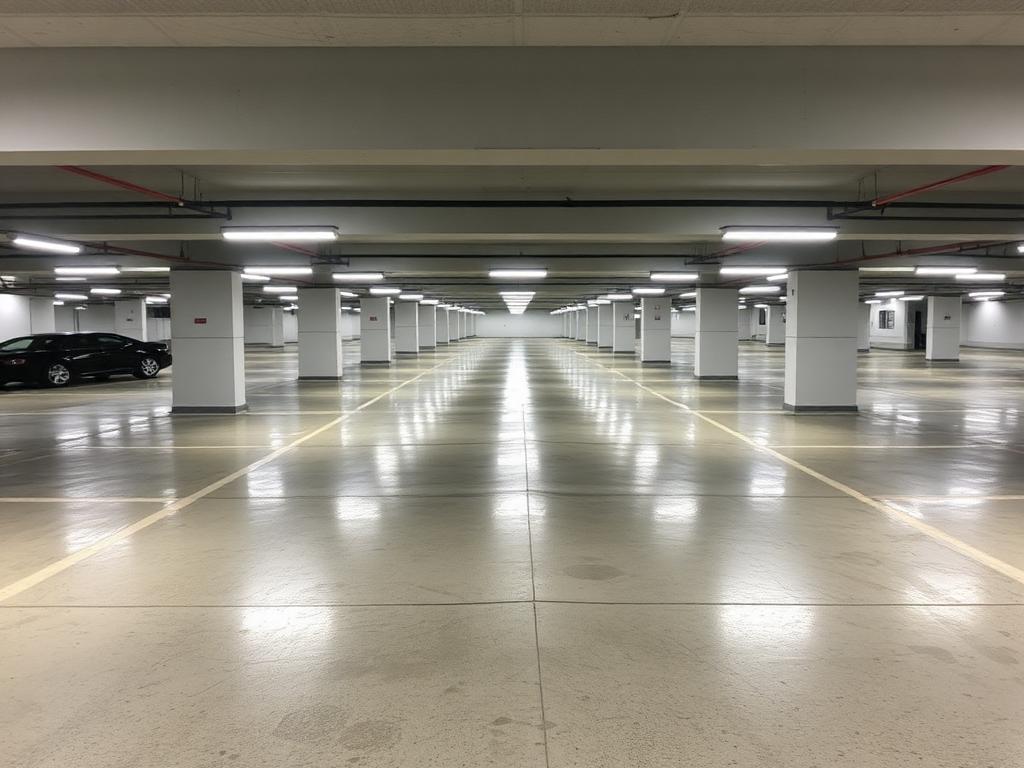 Saubere Tiefgarage nach professioneller Reinigung